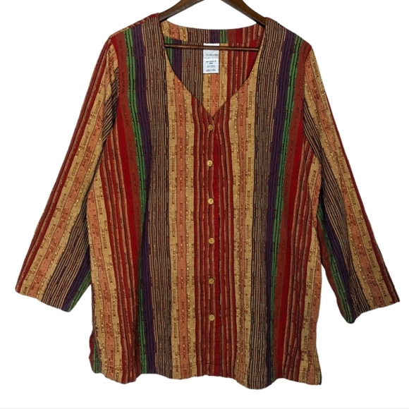 Roaman's Tops - Roaman's Vintage 90s Button Down Tunic Shirt Top Blouse Southwestern Unique 18W